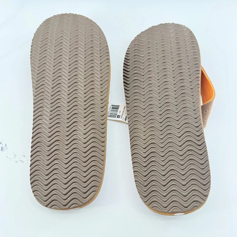 NEW Wave Zone Mens XXL 14 Flip Flops Brown Orange Beach Bum Thong Sandals Summer